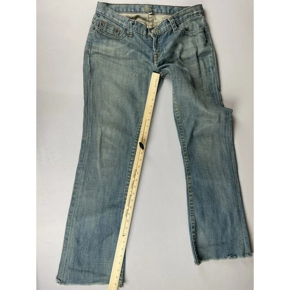 Bebe Carla Low Rise Straight Leg Jeans Women's 30 Light Blue Made USA Y2K